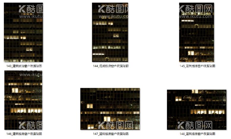 编号：33499210270659134484【酷图网】源文件下载-建筑楼房窗户夜景贴图