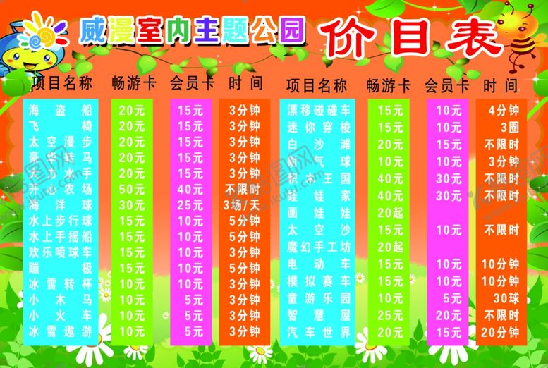 编号：17894202280719429067【酷图网】源文件下载-室内游乐园价目表