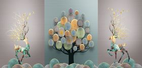 三联挂画矢量山水现代山水