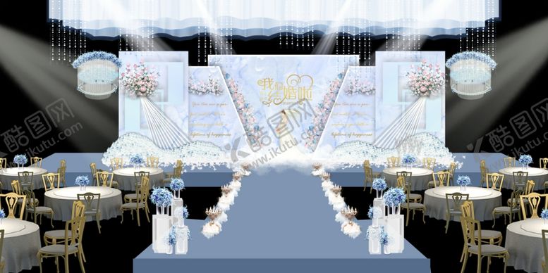 编号：72131109260924538894【酷图网】源文件下载-蓝色大理石婚礼背景效果图
