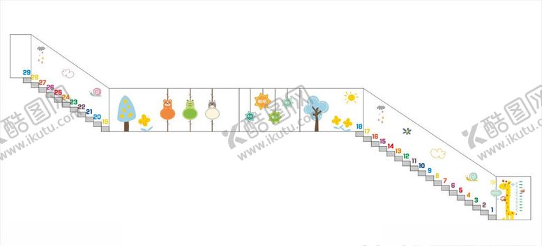 编号：91038309302257501860【酷图网】源文件下载-校园文化楼梯间文化卡通人物
