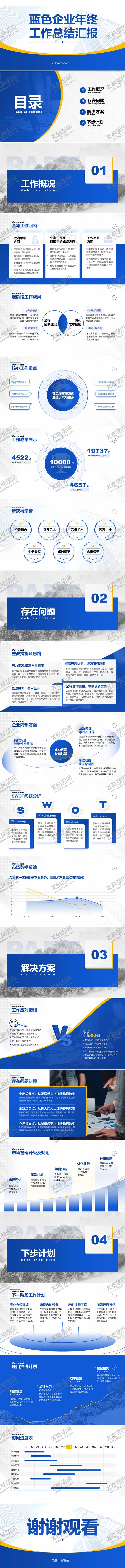 编号：41795601121836379075【酷图网】源文件下载-蓝色企业年终总结汇报PPT