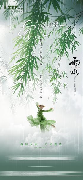 地产雨水节气海报清新大二十四意境