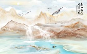 高山流水大理石背景墙