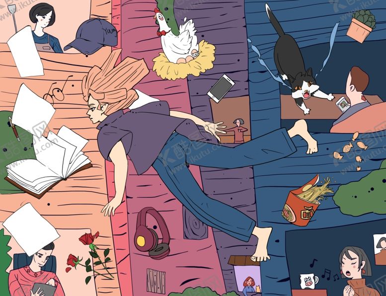 编号：38631010111158431819【酷图网】源文件下载-飞跃的青年插画