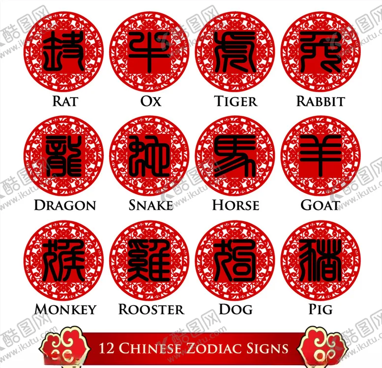 编号：54826309130128085240【酷图网】源文件下载-十二生肖印章
