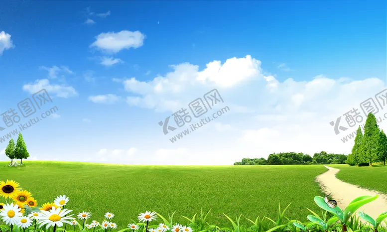 编号：76480309261339018452【酷图网】源文件下载-蓝天草地