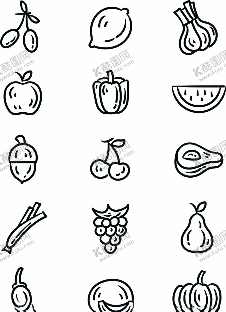 编号：51949309100210196422【酷图网】源文件下载-矢量可编辑水果食物苹果香蕉西瓜