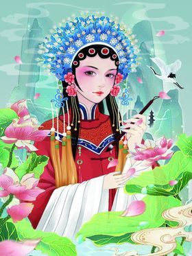 国潮国风戏曲女性青衣花旦手绘