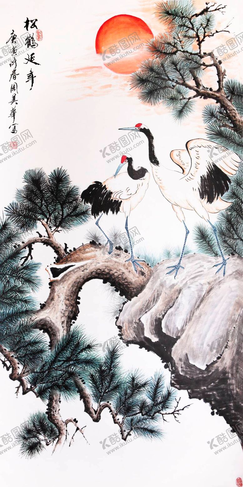 编号：06259110101432165038【酷图网】源文件下载-松鹤延年装饰画