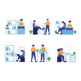 卡通人物收快递IT海报设计