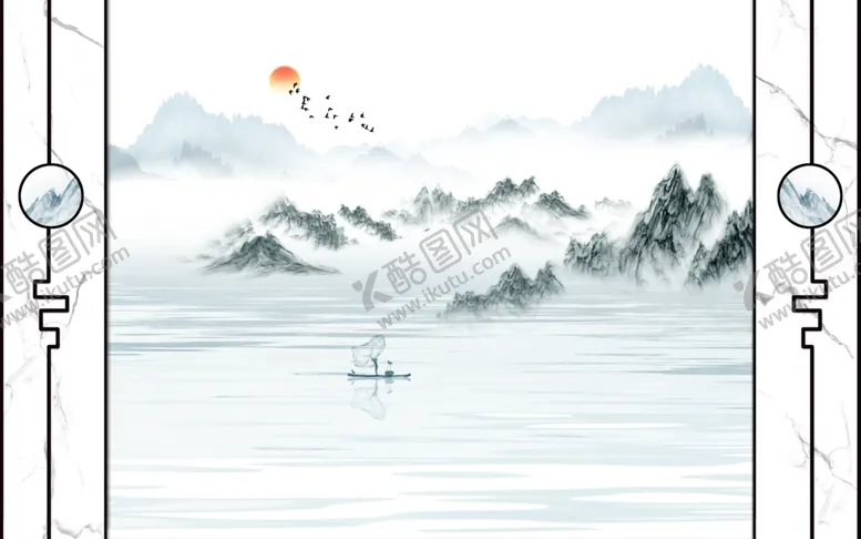 编号：92769212102032473546【酷图网】源文件下载-中国风山水水墨画背景