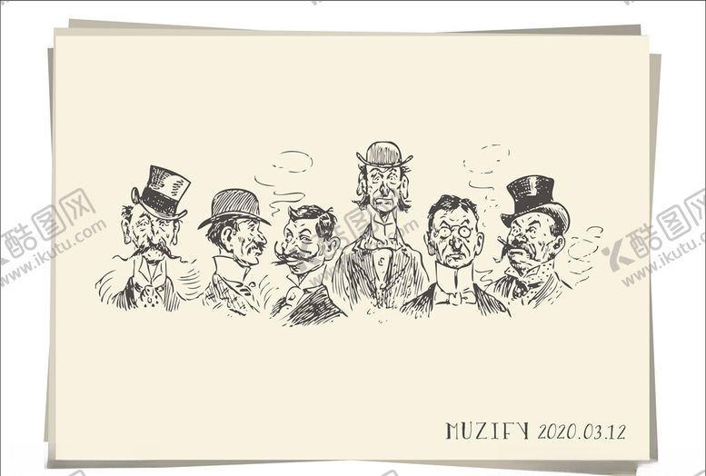 编号：53066210090310217379【酷图网】源文件下载-6款入绅士头像