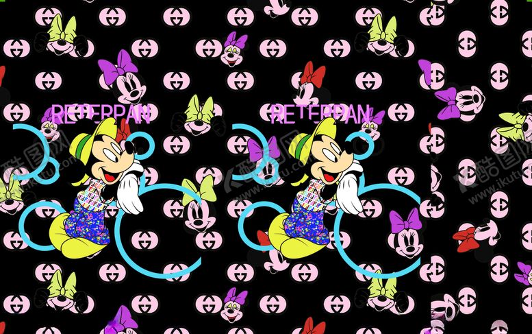 编号：44481109280742351614【酷图网】源文件下载-米奇古驰字母数码印花