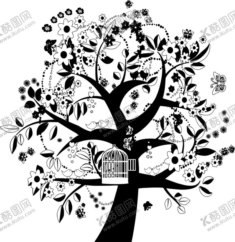 编号：50959110040422095927【酷图网】源文件下载-黑白树木