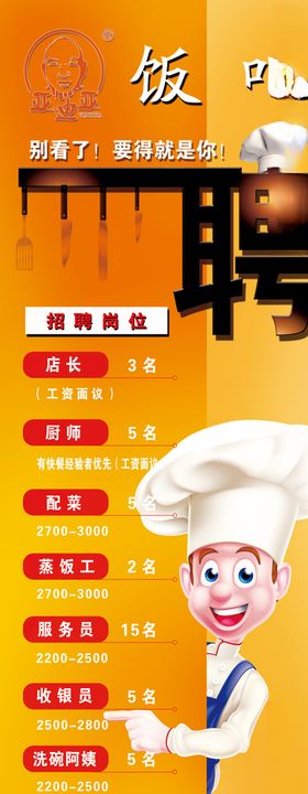 餐饮招聘海报诚聘应聘岗位人才
