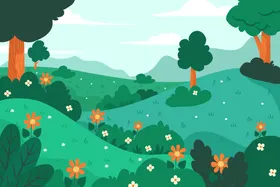 矢量春天背景自然季节色插图