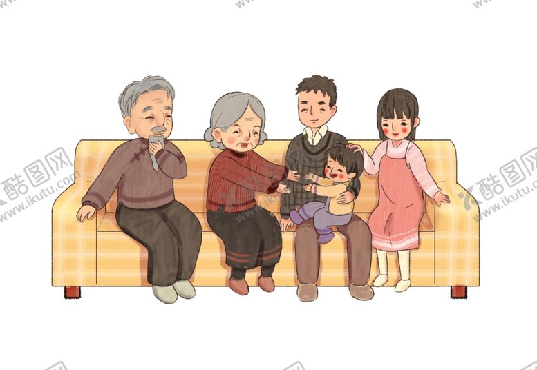 编号：59686905121604335073【酷图网】源文件下载-手绘一家人团圆温馨素材