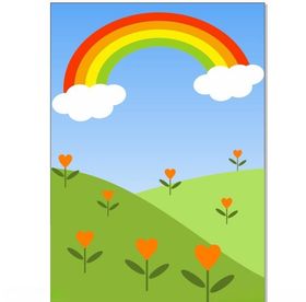 卡通彩虹草地爱心小花