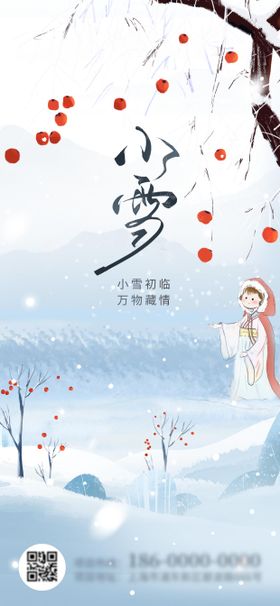 小雪海报花柿子二十四节气