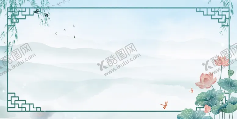 编号：70037402230432157244【酷图网】源文件下载-荷塘月色荷花青山背景
