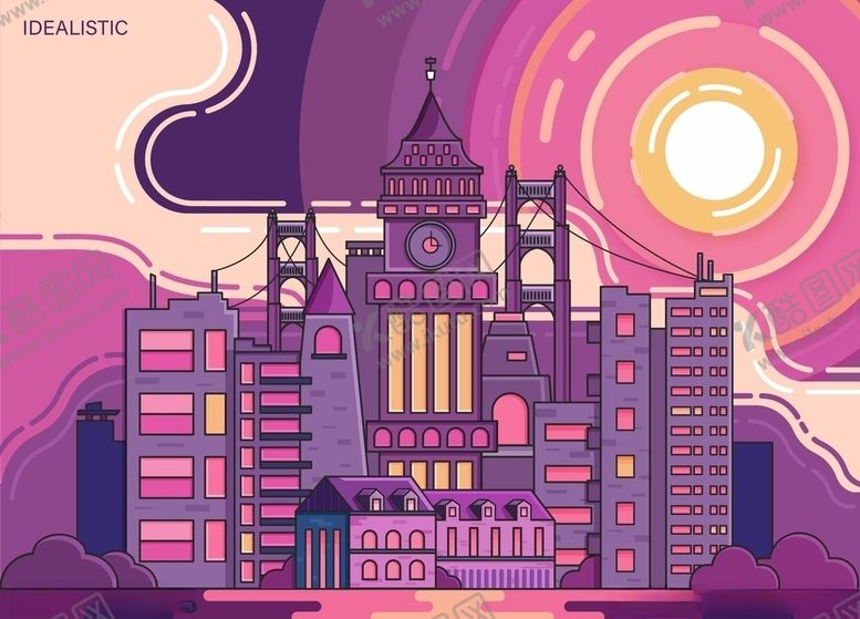 编号：67233209291251589882【酷图网】源文件下载-建筑线性插画