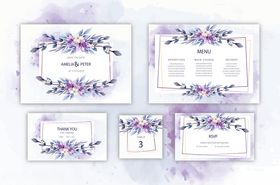 紫色花卉婚礼请柬设计