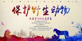 简约保护野生动物宣传海报