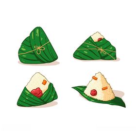 端午元素粽子绿色粽子绿色饭团饭团材