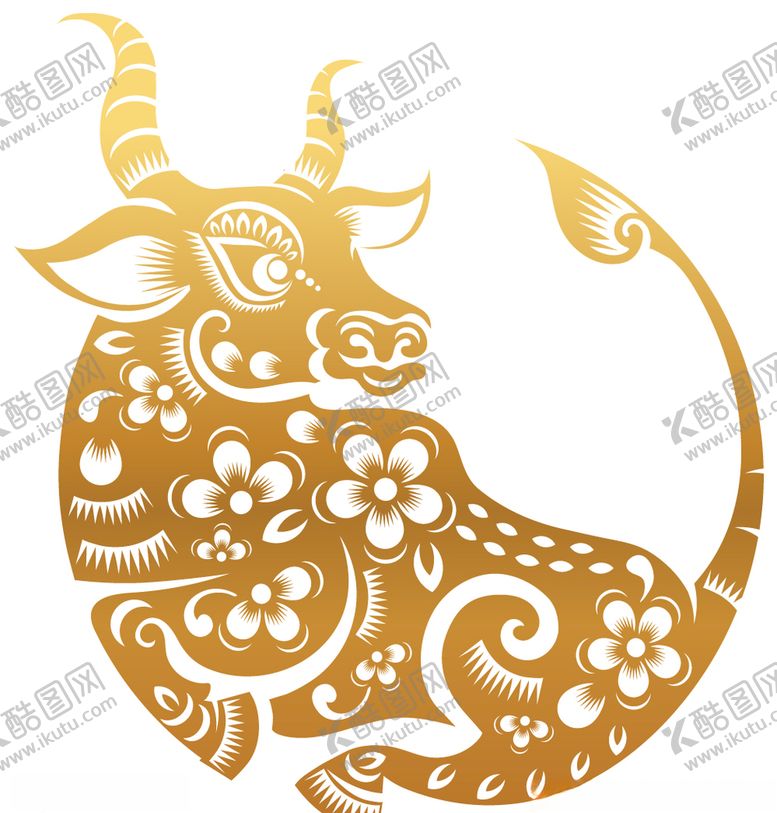 编号：31710407121713122183【酷图网】源文件下载-2021牛年剪纸素材矢量生肖牛