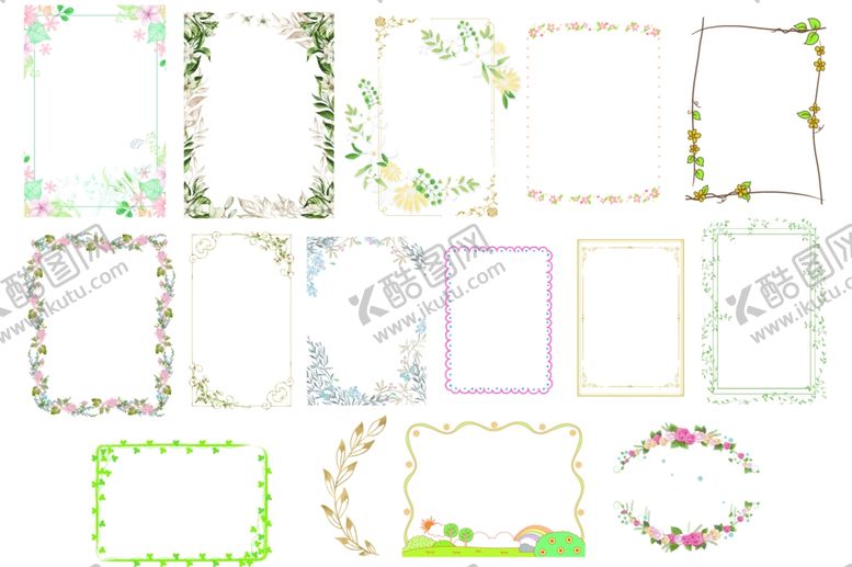 编号：42224511020022409485【酷图网】源文件下载-多样花卉边框素材集合