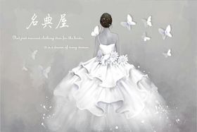 婚纱油画蝴蝶