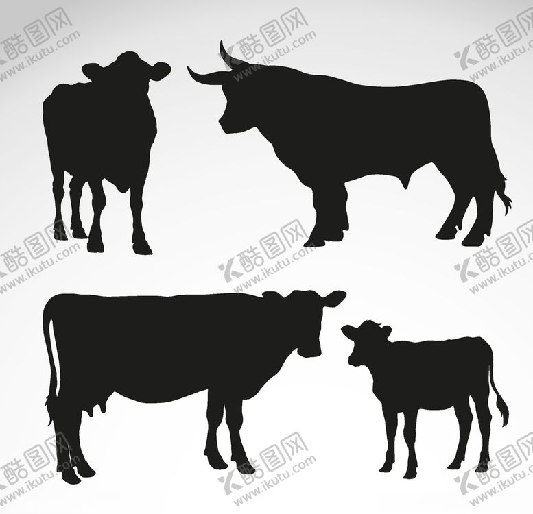 编号：55326309210346328718【酷图网】源文件下载-牛剪影