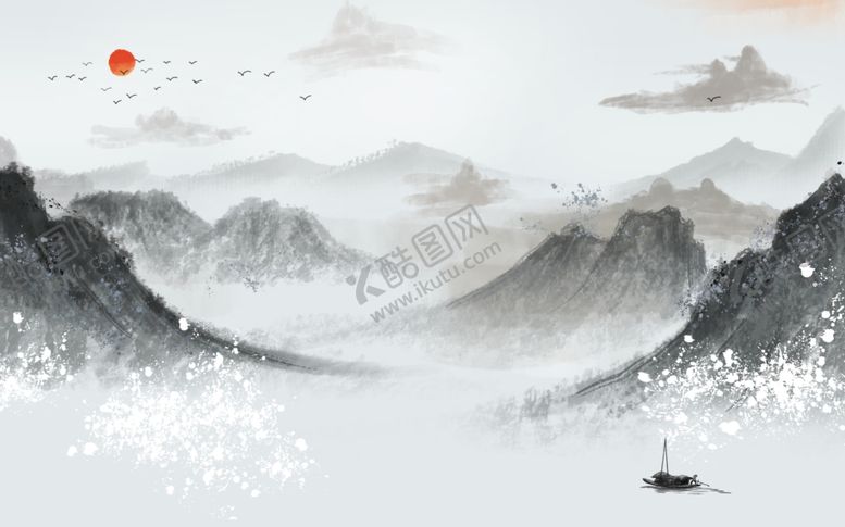 编号：50423405120911157480【酷图网】源文件下载-中国风新中式山水画