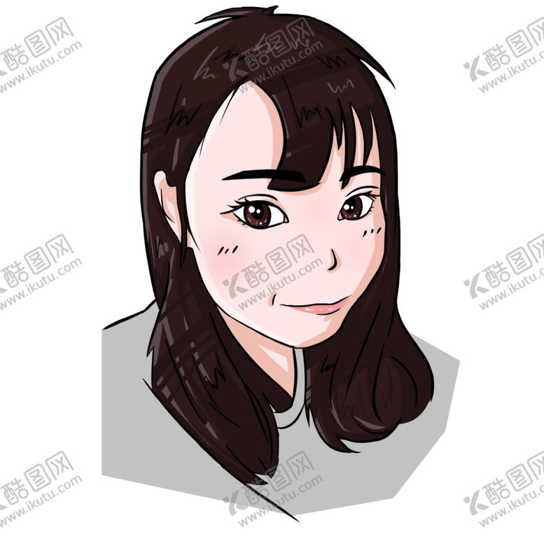 编号：45717110111024239537【酷图网】源文件下载-手绘卡通长发女性头像