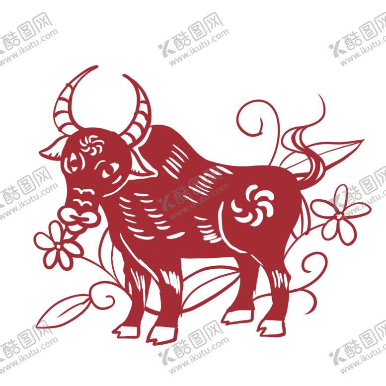 编号：30114009172239374666【酷图网】源文件下载-2021牛年剪纸插画