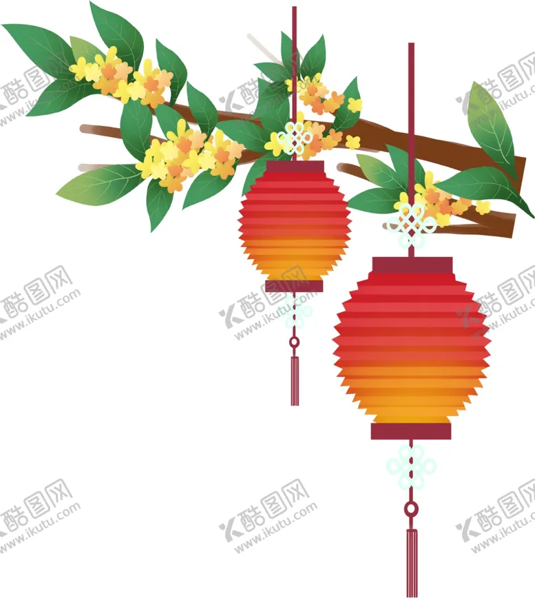 编号：59703906262121082134【酷图网】源文件下载-灯笼古风树枝装饰点缀海报素材