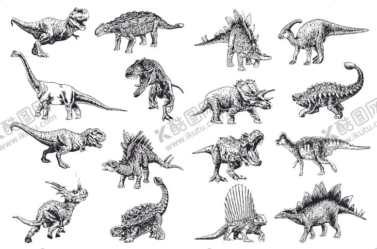 编号：37209309200604054720【酷图网】源文件下载-素描恐龙