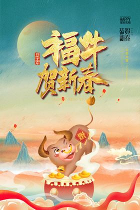 牛年除夕新年海报