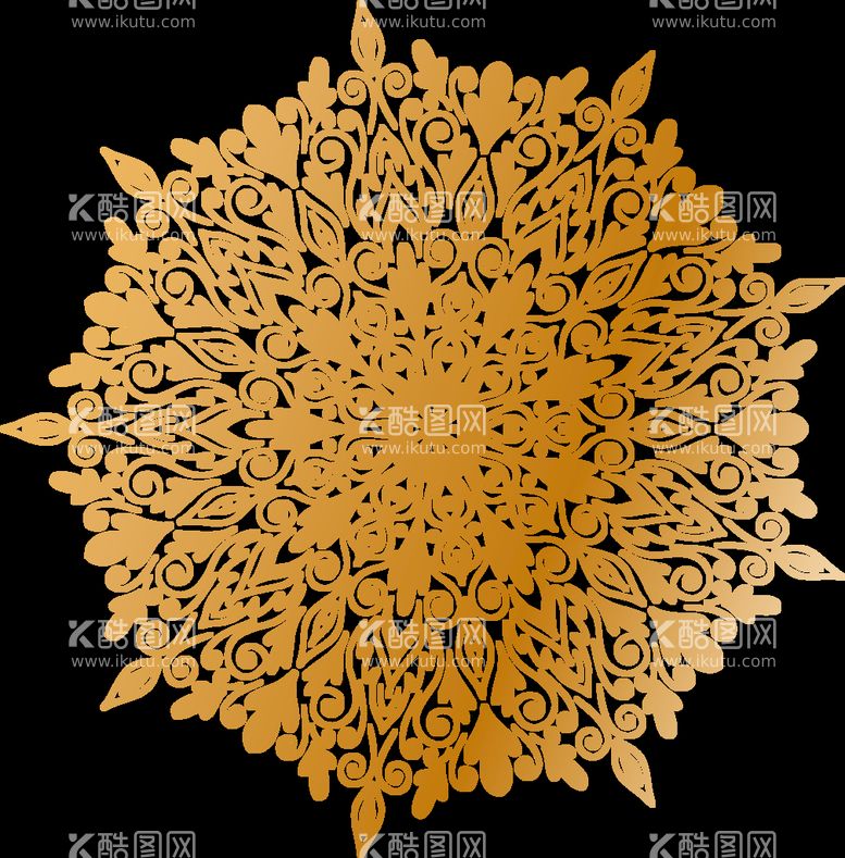 编号：33831711151209075973【酷图网】源文件下载-金色复古花纹透明底免抠图