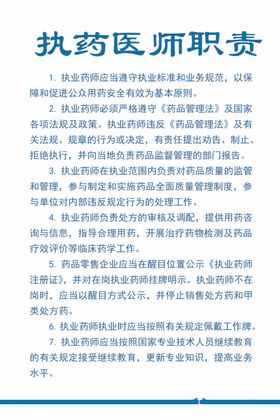 执药医师职责公示牌