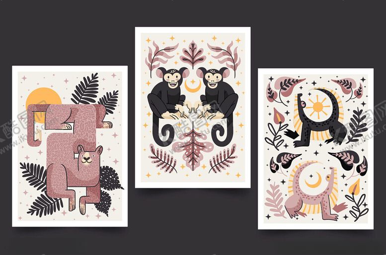 编号：41237710300654188834【酷图网】源文件下载-卡通动物插画艺术作品