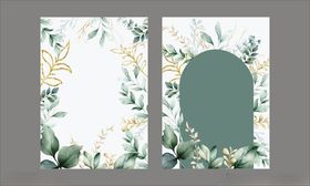 绿叶花卉边框卡片请柬邀请函