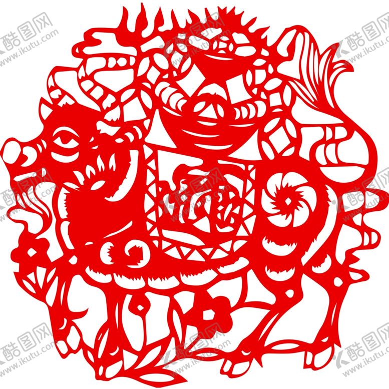 编号：34572805190805355414【酷图网】源文件下载-生肖牛剪纸