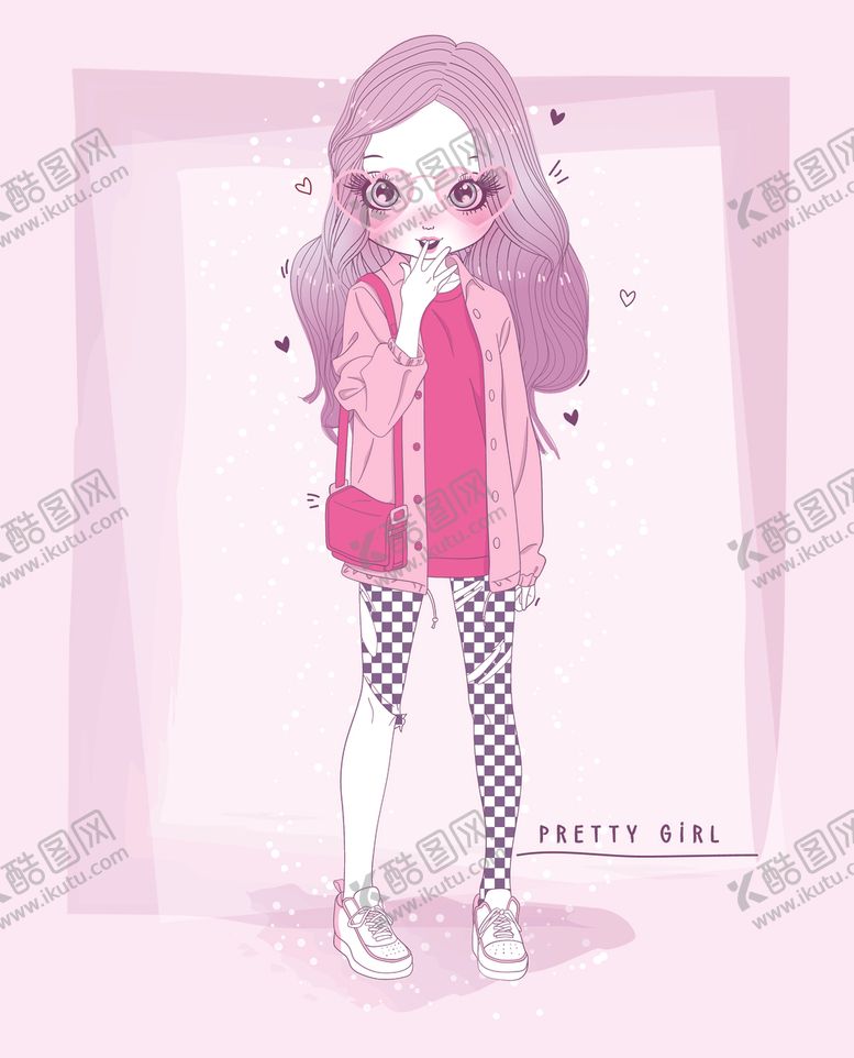 编号：32196409101602401727【酷图网】源文件下载-可爱卡通潮流少女插画