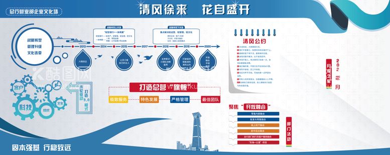 编号：32877012220322496323【酷图网】源文件下载-蓝色企业文化墙背景板