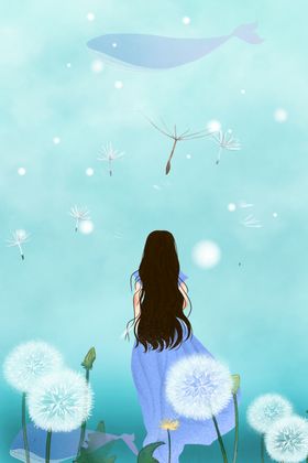 鲸鱼清新插画卡通背景素材