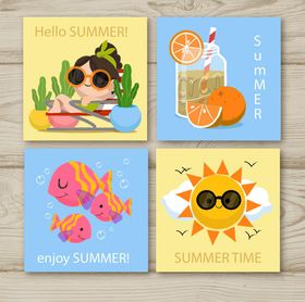 夏日主题插画卡片