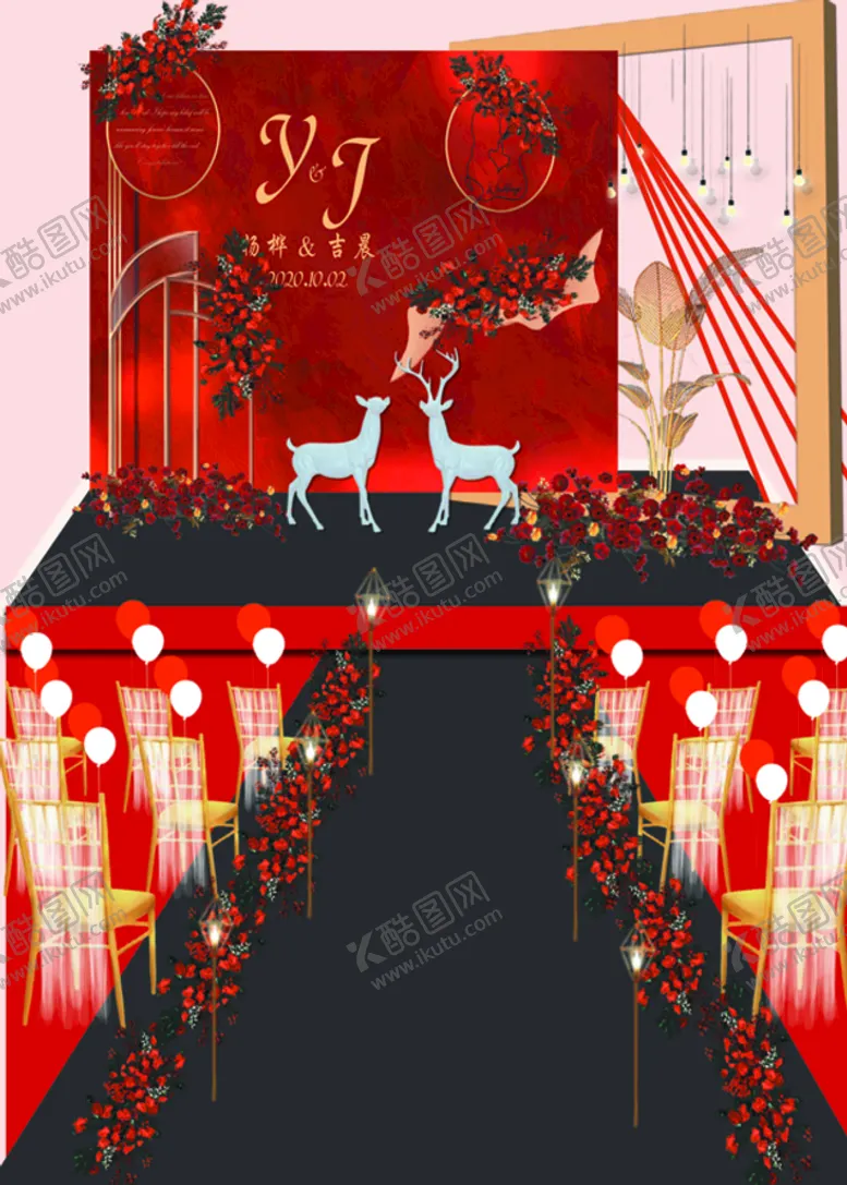 编号：22976811170034276642【酷图网】源文件下载-红色小院婚礼效果图