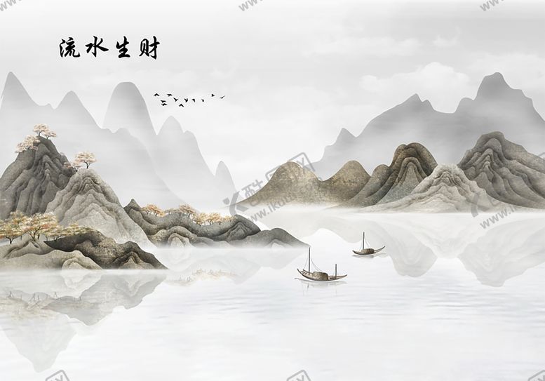 编号：63925010070201212149【酷图网】源文件下载-流水生财 电视背景墙